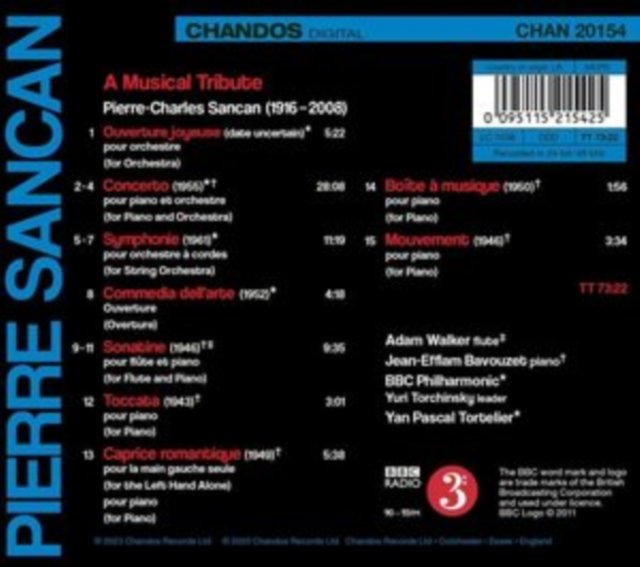 CD Shop - BBC PHILHARMONIC / YAN PA PIERRE SANCAN: A MUSICAL TRIBUTE
